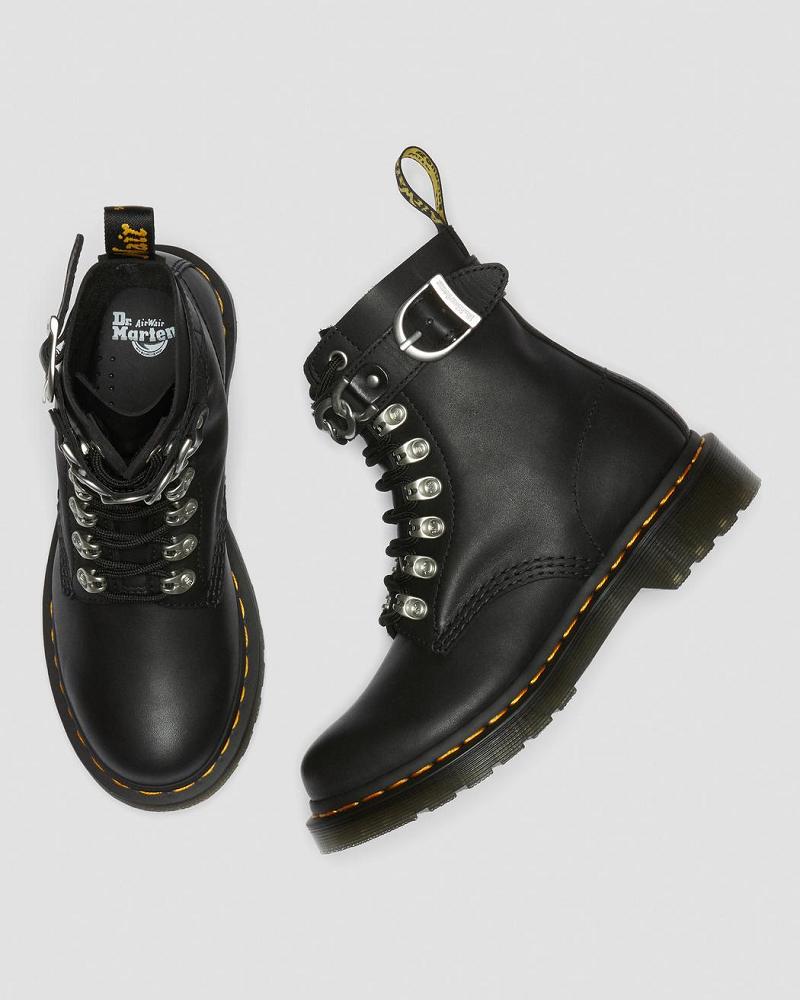 Dr Martens 1460 Pascal Chain Læder Snørestøvler Dame Sort | DK 181FDN